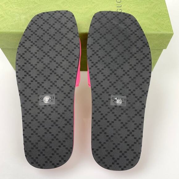 NIB Gucci Nappa Charlotte Logo Pink Leather Sandal Size 37 - Picture 7 of 13